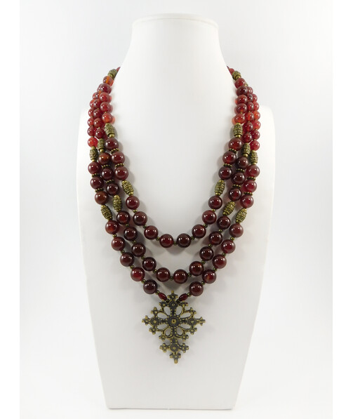 Exclusive necklace "Doris" Carnelian, 3 rows