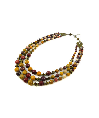 Exclusive necklace "Murma" Jasper, 3 rows