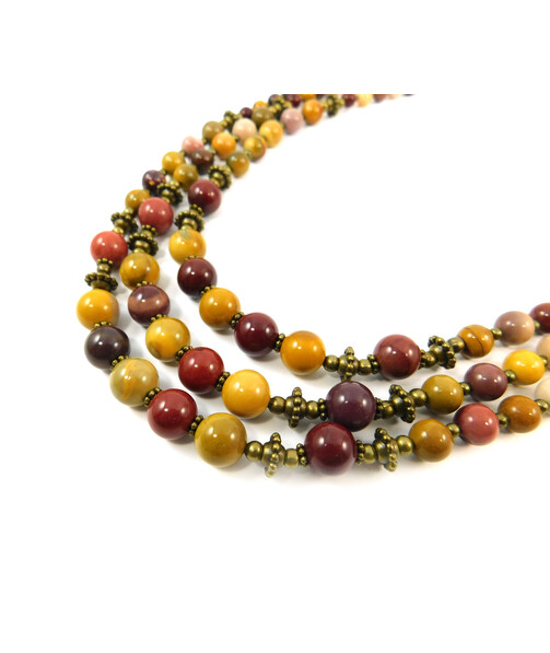 Exclusive necklace "Murma" Jasper, 3 rows