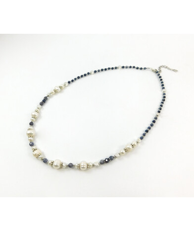 Exclusive necklace "Soprano" Sapphire facet, Pearls