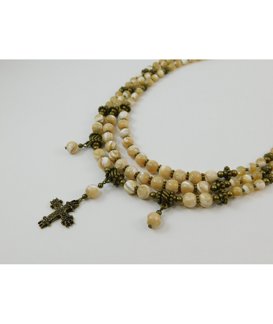 Exclusive necklace "Reprise" Mother of pearl, 3 rows