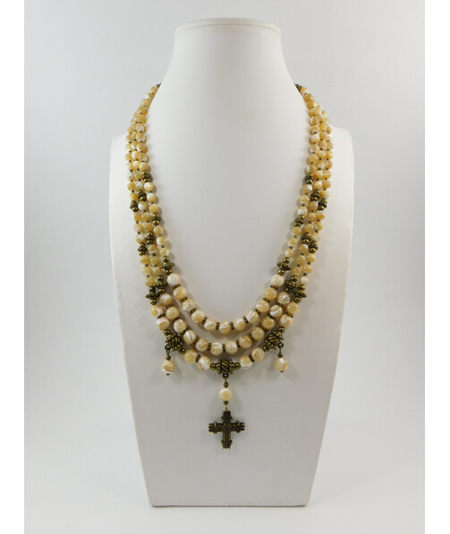 Exclusive necklace "Reprise" Mother of pearl, 3 rows