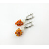 Exclusive earrings &quot;Mikorason 3&quot; Mother of pearl, coral orange crumb