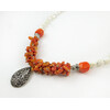 Exclusive necklace &quot;Mikorason 3&quot; Mother-of-pearl, coral orange tail, crumb