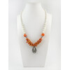 Exclusive necklace &quot;Mikorason 3&quot; Mother-of-pearl, coral orange tail, crumb