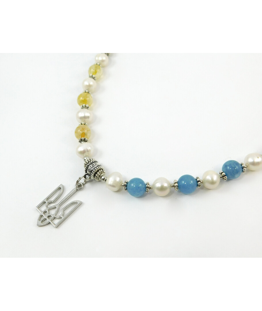 Exclusive necklace "Motherland 5" Aquamarine, Citrine, Pearls