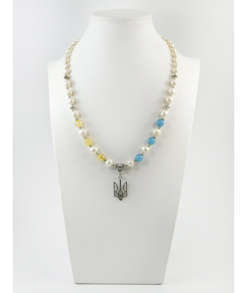 Exclusive necklace "Motherland 5" Aquamarine, Citrine, Pearls