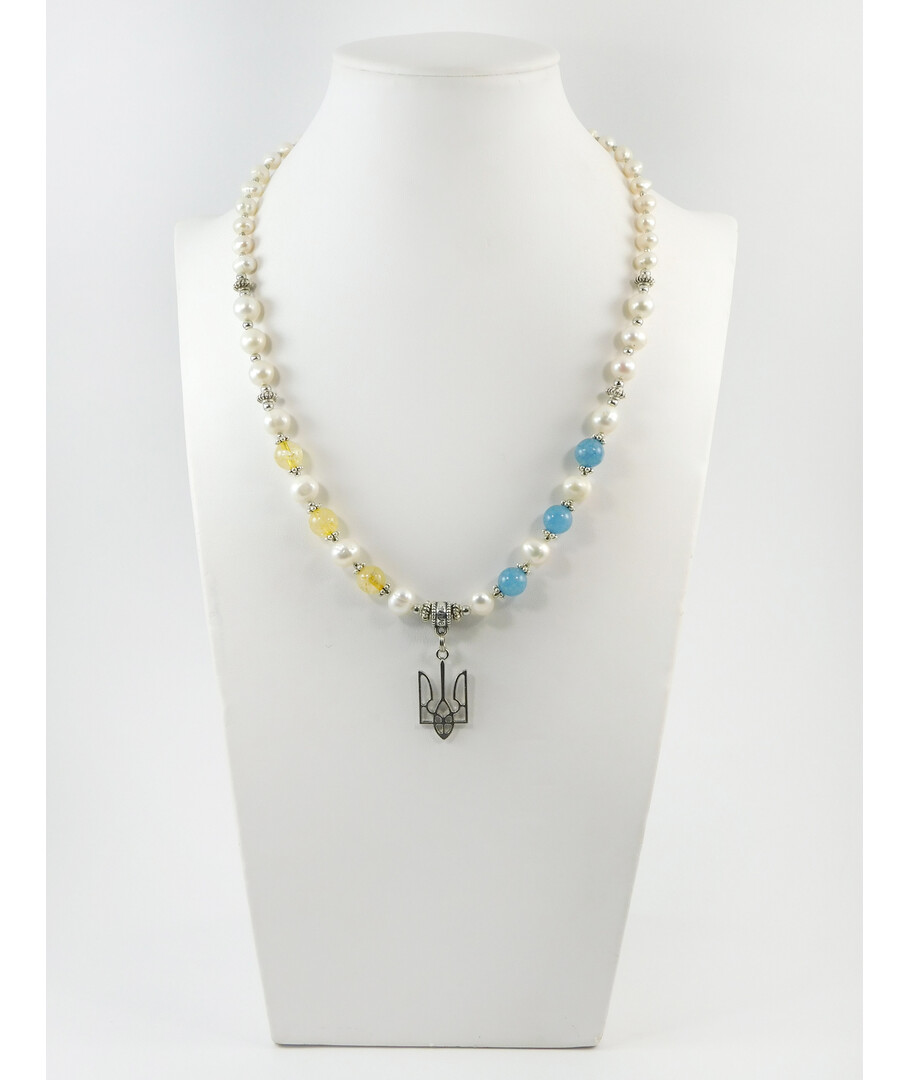 Exclusive necklace "Motherland 5" Aquamarine, Citrine, Pearls