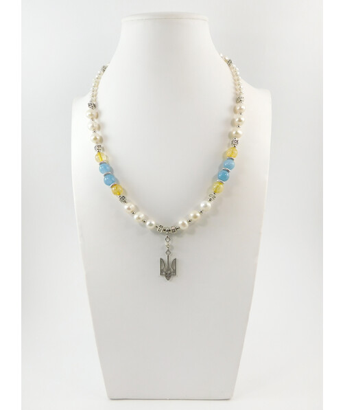 Exclusive necklace "Motherland 4" Aquamarine, Citrine, Pearls