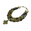 Exclusive necklace &quot;Alfreda&quot; Agate, barrel, Jasper rondel, 4 rows