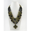 Exclusive necklace &quot;Alfreda&quot; Agate, barrel, Jasper rondel, 4 rows