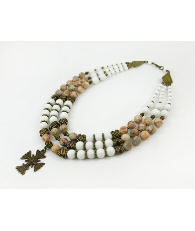 Exclusive necklace "Barbara" Agate, Jasper, 3 rows