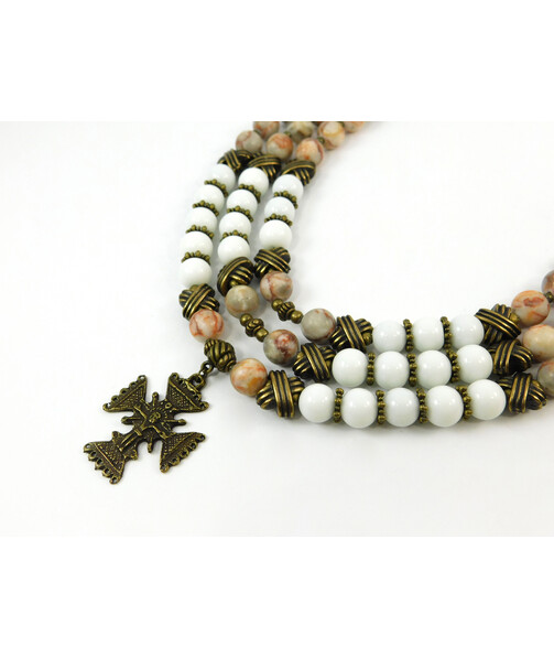 Exclusive necklace "Barbara" Agate, Jasper, 3 rows