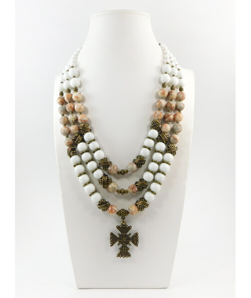 Exclusive necklace "Barbara" Agate, Jasper, 3 rows