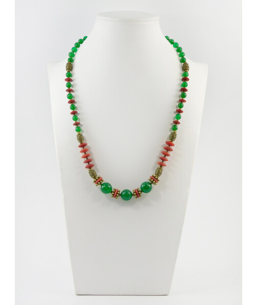 Exclusive necklace "Vassa" Chrysoprase, Coral rondel