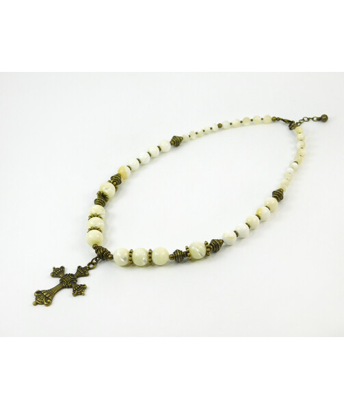 Exclusive necklace "Agapiya" Mother of pearl, rondel