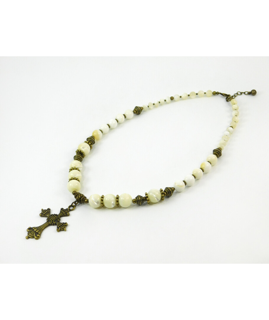 Exclusive necklace "Agapiya" Mother of pearl, rondel