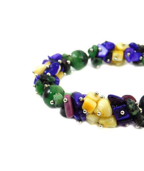 Exclusive bracelet "Autumn dreams" Zoisite crumb, Mother of pearl crumb