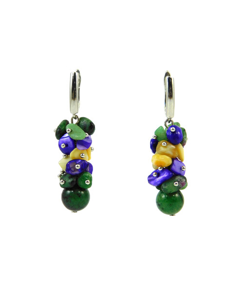 Exclusive earrings "Autumn Dreams" Zoisite crumb, Mother of pearl crumb