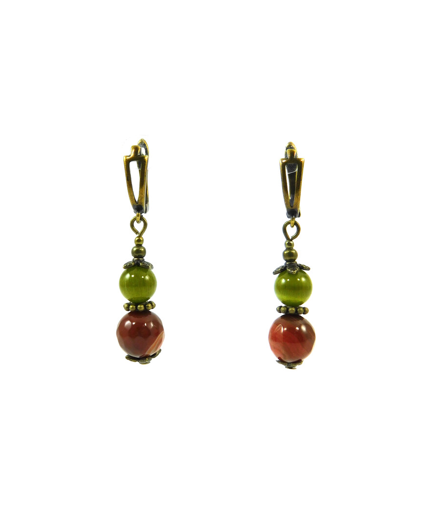 Exclusive earrings "Eustachia" Carnelian facet, Cat's eye