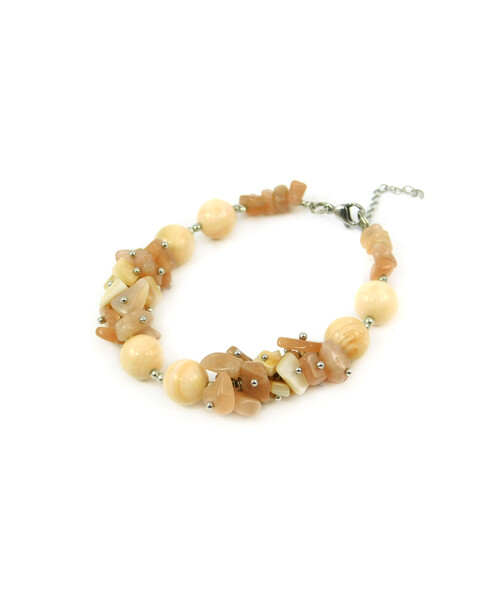 Exclusive bracelet "Malibu" Mother-of-pearl, Sunstone crumb