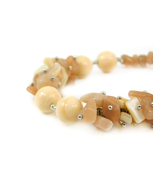 Exclusive bracelet "Malibu" Mother-of-pearl, Sunstone crumb