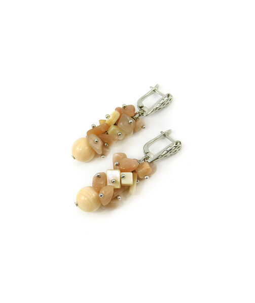 Exclusive earrings "Malibu" Mother-of-pearl, Sunstone crumb