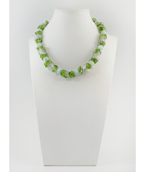 Exclusive necklace "Malibu" Angelite, Cat's eye crumb