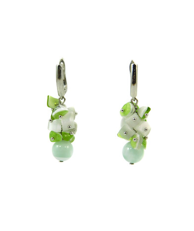 Exclusive earrings "Malibu" Angelite, Cat's eye crumb