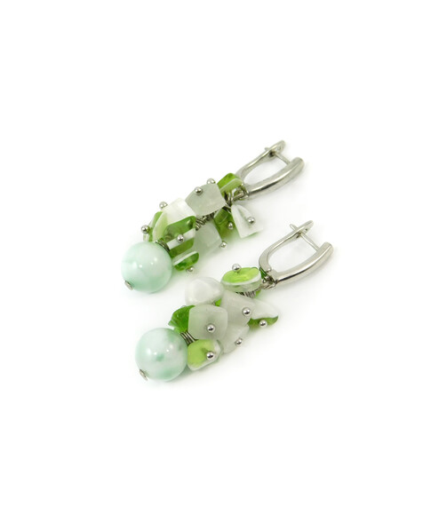 Exclusive earrings "Malibu" Angelite, Cat's eye crumb