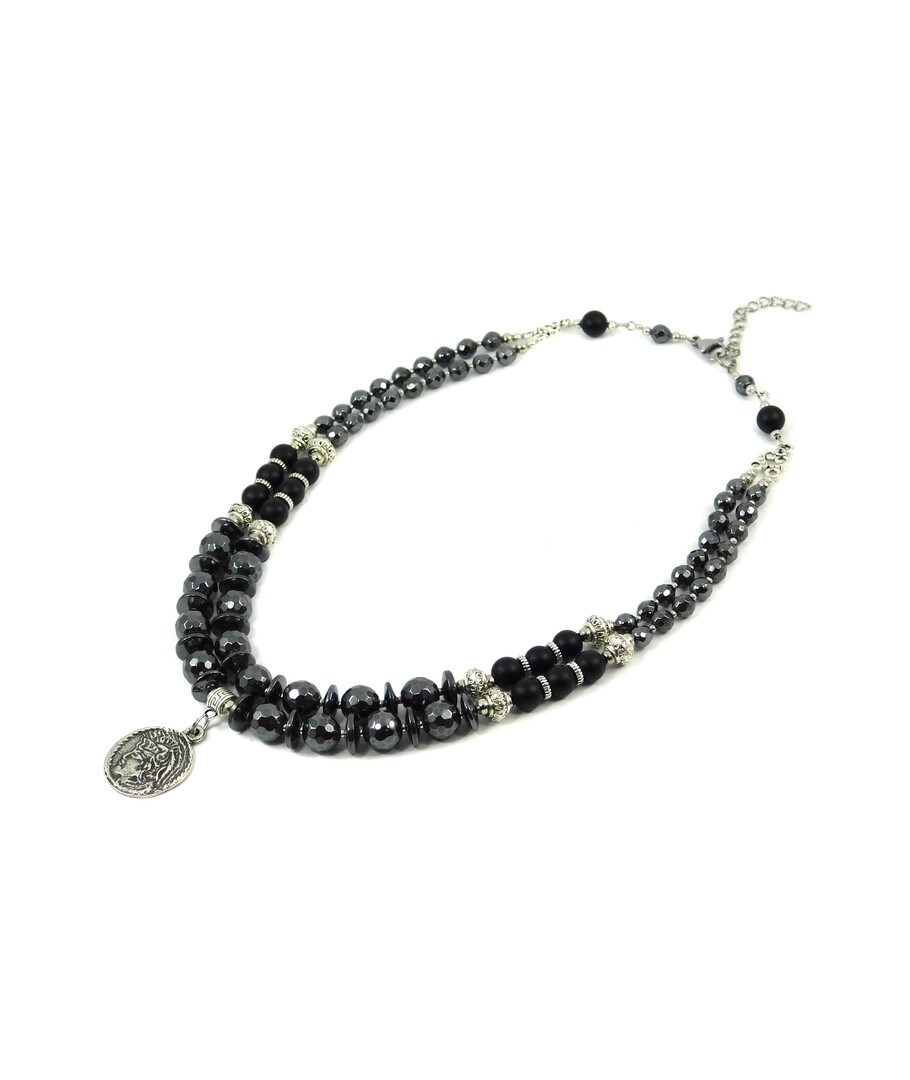 Exclusive necklace "Justin" Shungite, Hematite facet, 2 rows