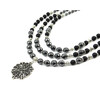 Exclusive necklace &quot;Yustyna 2&quot; Shungite, Hematite facet, 3 rows