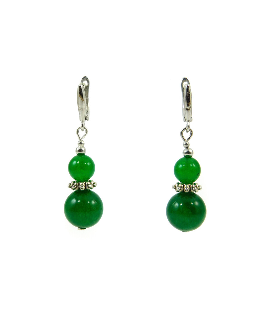 Exclusive earrings "Kostantina" chrysoprase barrel