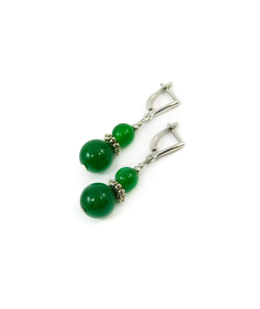 Exclusive earrings "Kostantina" chrysoprase barrel