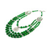 Exclusive necklace &quot;Kostantina&quot; chrysoprase barrel, 4 rows