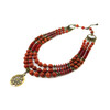 Exclusive necklace &quot;Sarabi&quot; Sponge coral, rondel, 3 rows