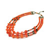 Exclusive necklace &quot;Zosya&quot; Coral, orange cube, rondel, 3 rows