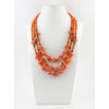 Exclusive necklace &quot;Zosya&quot; Coral, orange cube, rondel, 3 rows