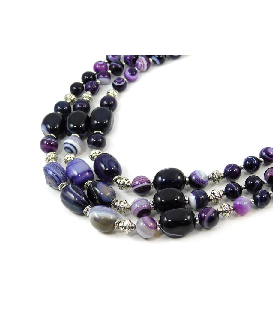 Exclusive necklace "Roxana" Agate, 3 rows