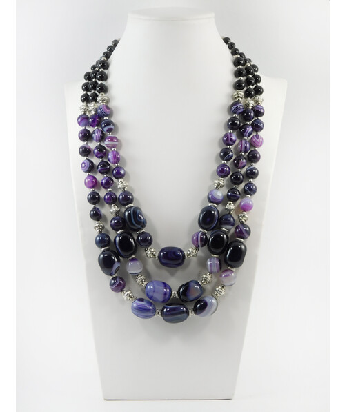 Exclusive necklace "Roxana" Agate, 3 rows