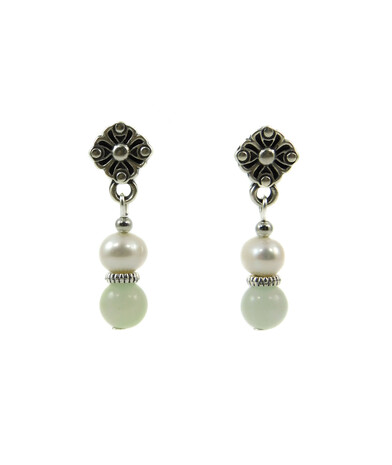 Exclusive earrings "Zvenislava 2" Onyx, Pearls