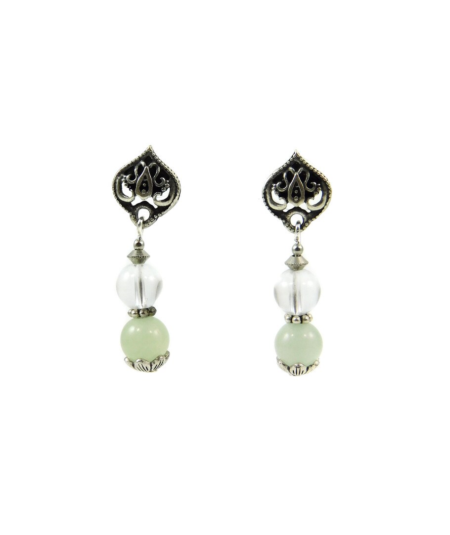 Exclusive earrings "Zvenislava" Onyx, Mountain crystal