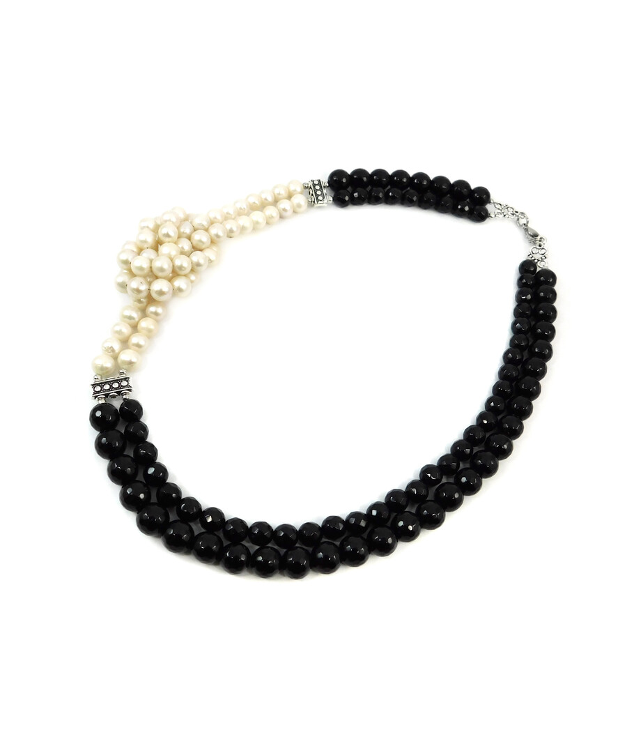 Exclusive necklace "Patricia" Pearls, Agate facet