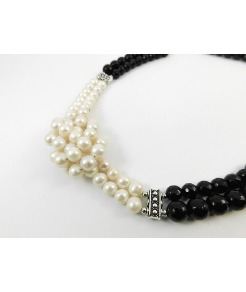 Exclusive necklace "Patricia" Pearls, Agate facet