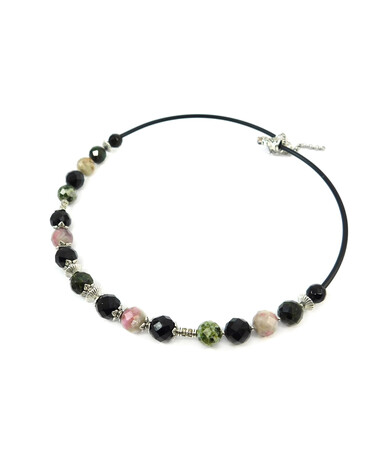 Exclusive necklace "Prima Donna" Tourmaline, Agate face sphere