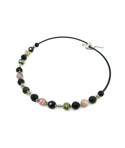 Exclusive necklace "Prima Donna" Tourmaline, Agate face sphere