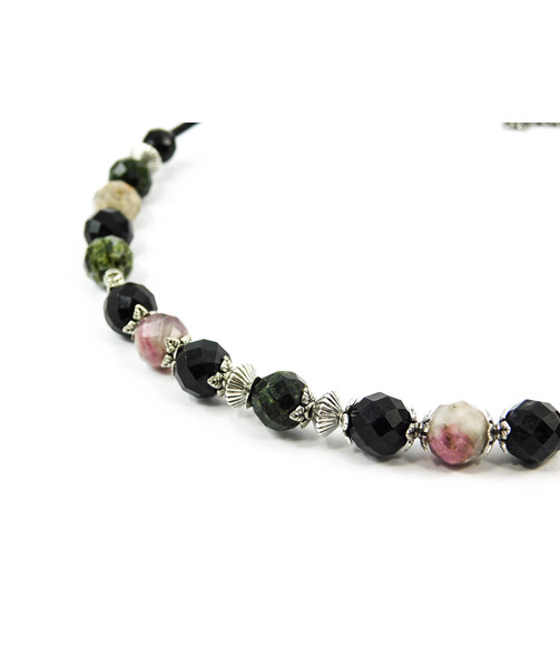 Exclusive necklace "Prima Donna" Tourmaline, Agate face sphere