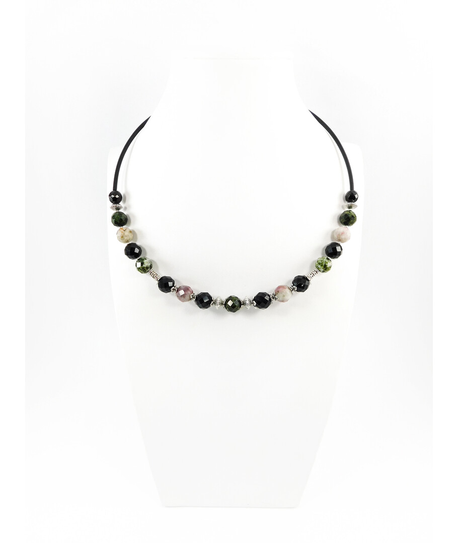 Exclusive necklace "Prima Donna" Tourmaline, Agate face sphere