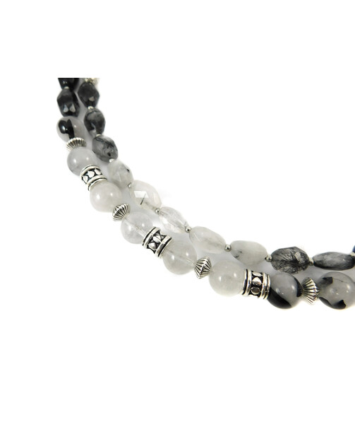 Exclusive necklace "Prima donna" Quartz, cut face, 2 rows