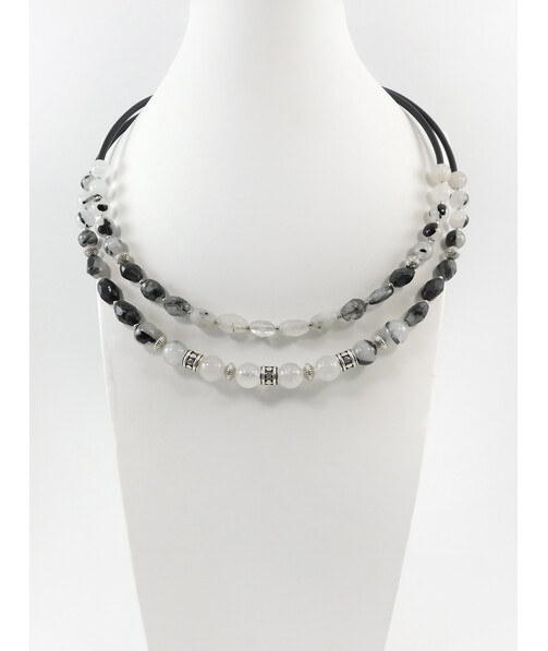 Exclusive necklace "Prima donna" Quartz, cut face, 2 rows